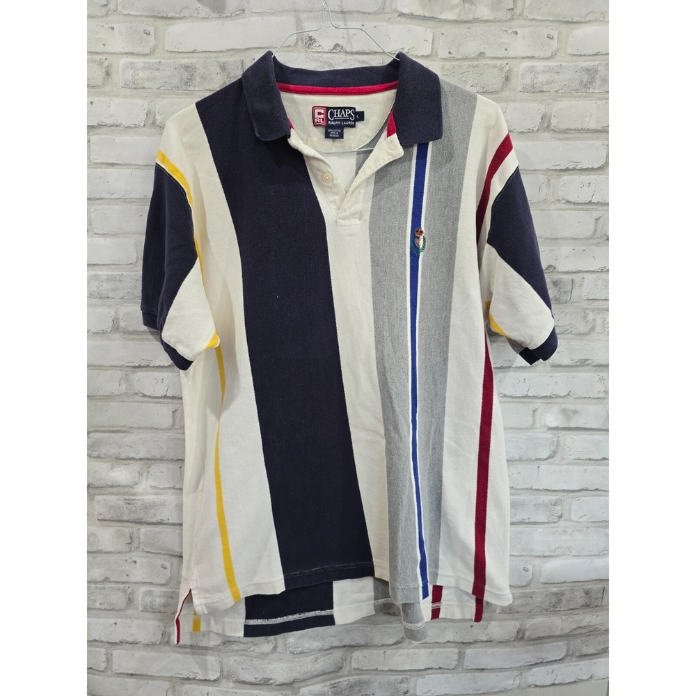 Vintage Chaps Ralph Lauren Men Blue Red Grn Plaid Short Sleeve Polo Sz‎ Large